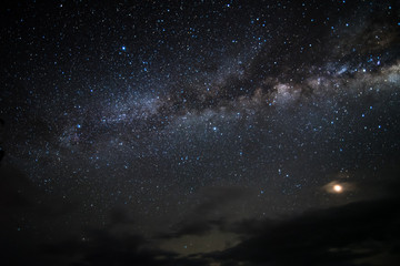 Night sky stars with milky way on mountain background