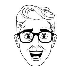 Man face with glasses pop art cartoon vector illustration graphic design