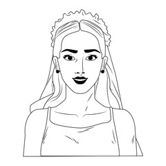 Bride profile pop art cartoon vector illustration graphic design