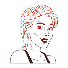 Woman profile pop art cartoon vector illustration graphic design