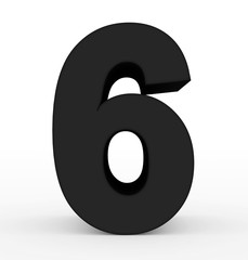 number 6 3d black isolated on white