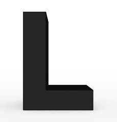 letter L 3d black isolated on white