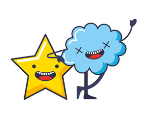 cute cloud and star kawaii characters