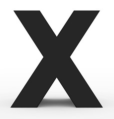 letter X 3d black isolated on white - obrazy, fototapety, plakaty