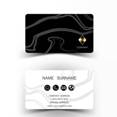 Modern business card template design. With inspiration from the line abstract. Black color on white background illustration. Glossy plastic style.