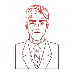 Businessman profile with winkeye pop art cartoon vector illustration graphic design icon