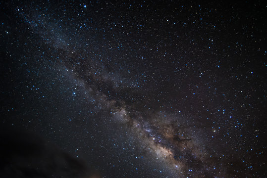 Night sky stars with milky way on mountain background