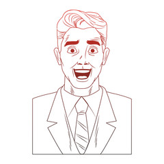 Businessman profile surprised pop art cartoon vector illustration graphic design icon