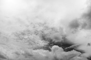Clouds and sky on black and white.