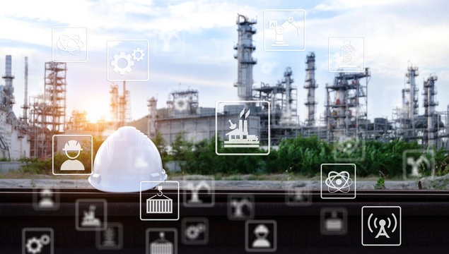  Industry icon pattern on industry background.