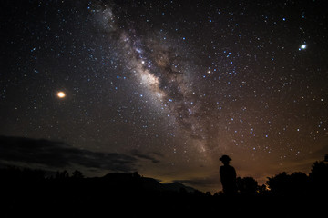 Obraz na płótnie Canvas Night sky stars with milky way on mountain background