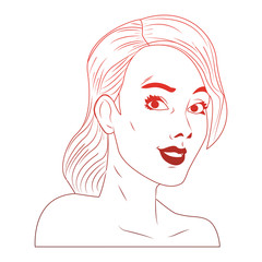 Woman face pop art cartoon vector illustration graphic design