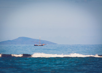 seascape with typical wooden boat