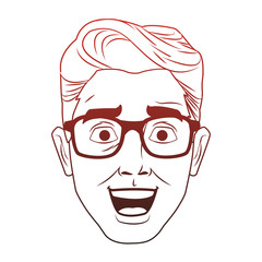 Man face with glasses pop art cartoon vector illustration graphic design