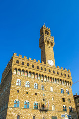 Fototapeta na wymiar View on the old palace called Palazzo Vecchio in Florence, Italy on a sunny day.