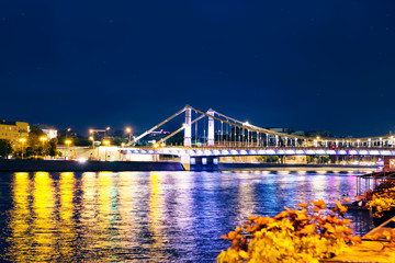 The bridge over the Moskva river. Moscow night view.