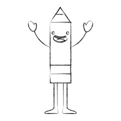 kawaii wooden pencil cartoon character