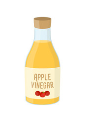 6045736 Vector cartoon bottle of apple vinegar, yellow condiment