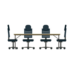 Office desk and chairs cartoons vector illustration graphic design