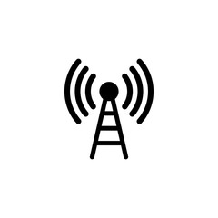 Communication Antenna. Flat Vector Icon illustration. Simple black symbol on white background. Communication Antenna sign design template for web and mobile UI element