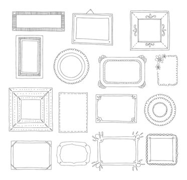 Decorative set template photo frames isolated on white background. Scrapbook or digital concept. These photo frames you can use for kids picture or your love story. Vector illustration.