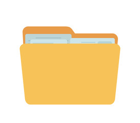 Vector full folder, yellow container for documents