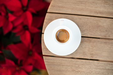 Coffee with Christmas Holiday Decorations