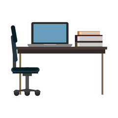 Office with computer and elements vector illustration graphic design