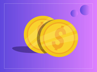 Two cents Vector. Cartoon. Isolated art Violet Yellow