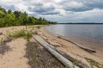 Landscape of a group of islands in the water area of the Volga, called "Asafovy Gory", located 3 km from the town of Yuryevts, Ivanovo region, Russia