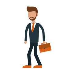Businessman avatar holding briefcase vector illustration graphic design
