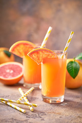 Grapefruit juice on a abstract  background on  a abstract  background.Selective focus.