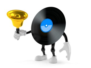 Fototapeta premium Vinyl character ringing a hand bell