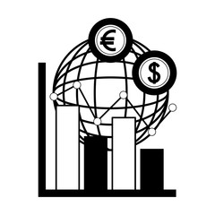 planet with dollars and euro economy