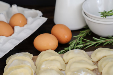 russian food, eggs, white dishes, homemade