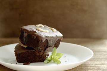 brownies topping with cashew nut