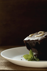 brownies topping with cashew nut
