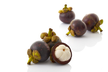 fruits mangosteen on white background