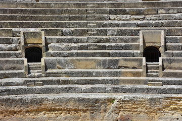 Italy, Lecce, view and details of the ruins of the amphitheater roman