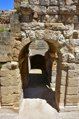 Italy, Lecce, view and details of the ruins of the amphitheater roman