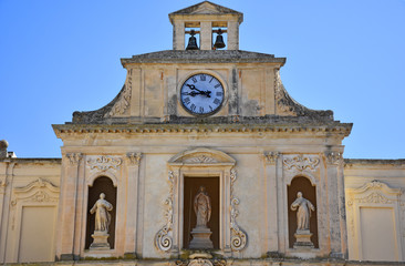 Italy, Lecce, Duomo square,  in Baroque style, bell tower, view and architectural details.