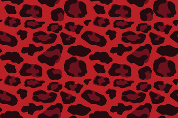 Red leopard seamless pattern . Animal print. Vector background
