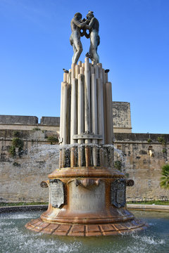 Italy, Lecce, fountain of harmony, view and details.