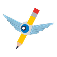 pencil write with wings and eye