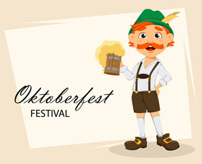 Oktoberfest, beer festival. Funny redhead man