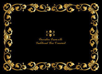 Frame with gold decorative elements of traditional Thai ornament