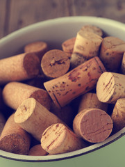 Bottle cork in an enamel pot