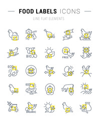 Fototapeta premium Set Vector Line Icons of Food Labels.