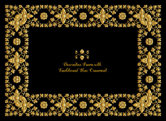 Frame with gold decorative elements of traditional Thai ornament
