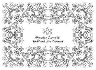 Frame with decorative elements of traditional Thai ornament. Sto